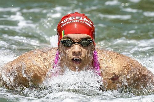 Desta vez a nadadora disputou os 5 km, e a decisão, novamente, foi na batida de mão / Foto: Divulgação